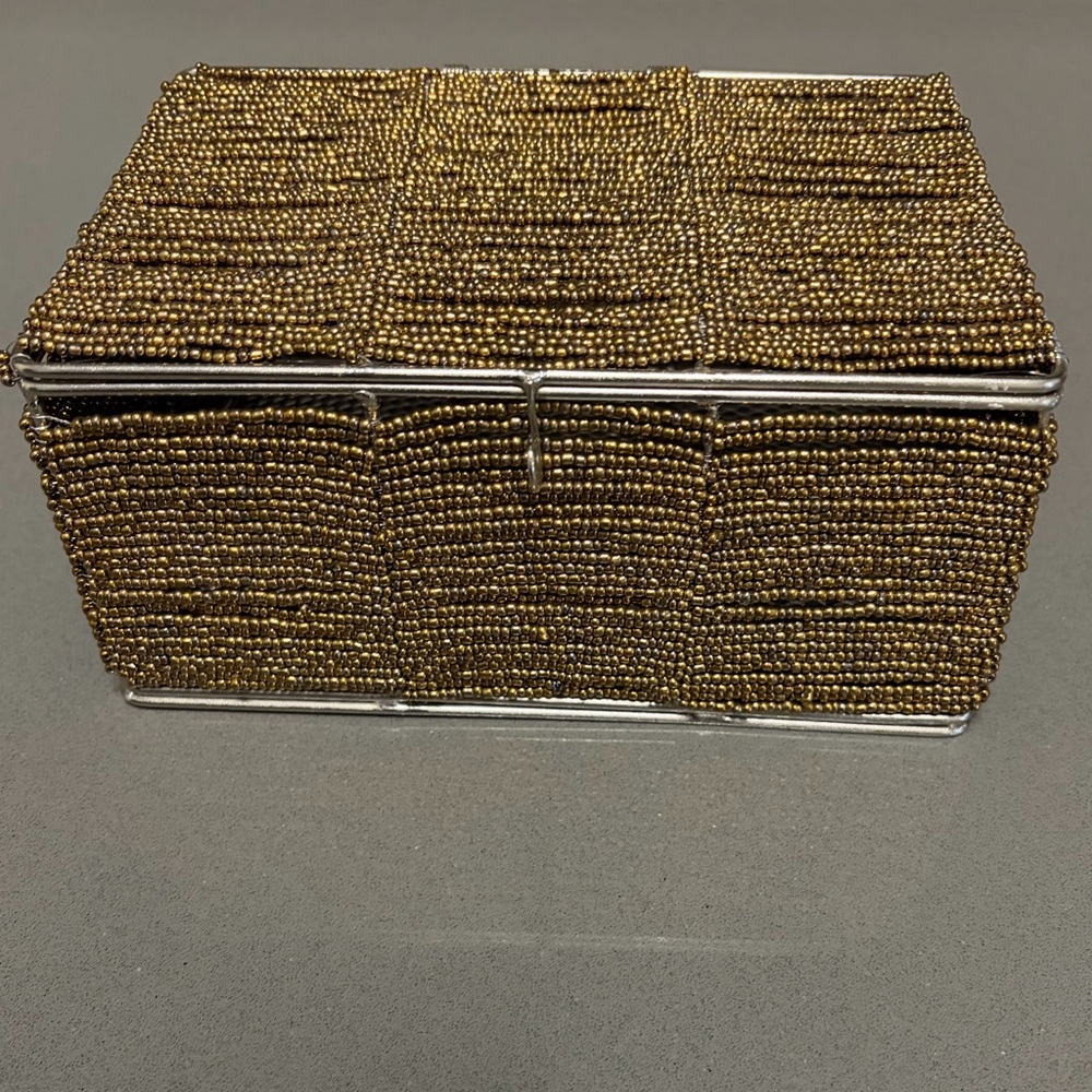 Pottery Barn Gold Beaded Box, Like New